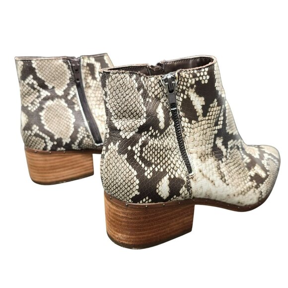 Bleeker & Bond Womens Leather Snake Print Ankle Boots Brown Cream Sz 10M JJ4015 - Picture 8 of 10